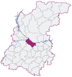 Kstovsky District on map of Nizhny Novgorod Region